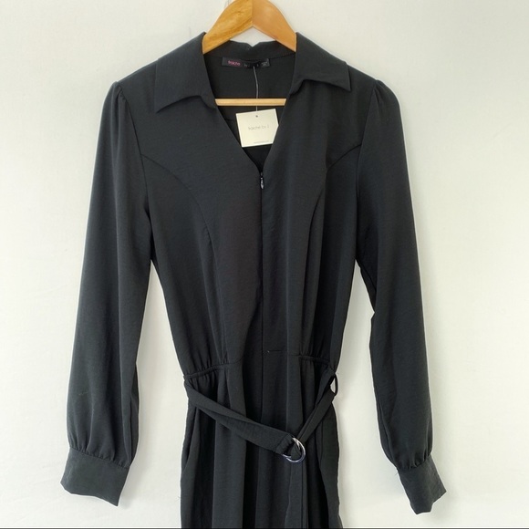 Fraiche By J Utility Long Sleeve Jumpsuit In Black - Picture 5 of 9